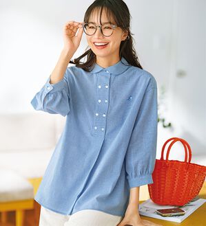 BELLUNA（ベルーナ）の「綿１００％ちび衿ボタン使いブラウス（ブラウス）」｜詳細画像