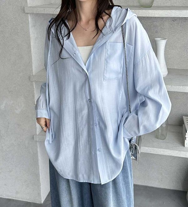 GeeRA（ジーラ）の「フード付きオーバーサイズシャツ（シャツ）」｜詳細画像