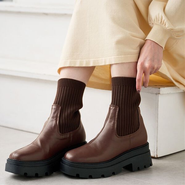 RANAN（ラナン）の「ニット切替厚底ソックスブーツ（ブーツ）」｜詳細画像