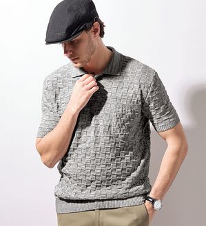 「＜ヘリンボーンクラブ＞日本製市松模様ポロシャツ（メンズポロシャツ）」｜詳細画像