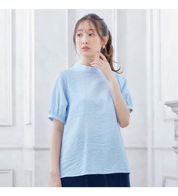 alotta（アロッタ）の「ギンガムチェックパフ袖ブラウス（ブラウス）」｜詳細画像