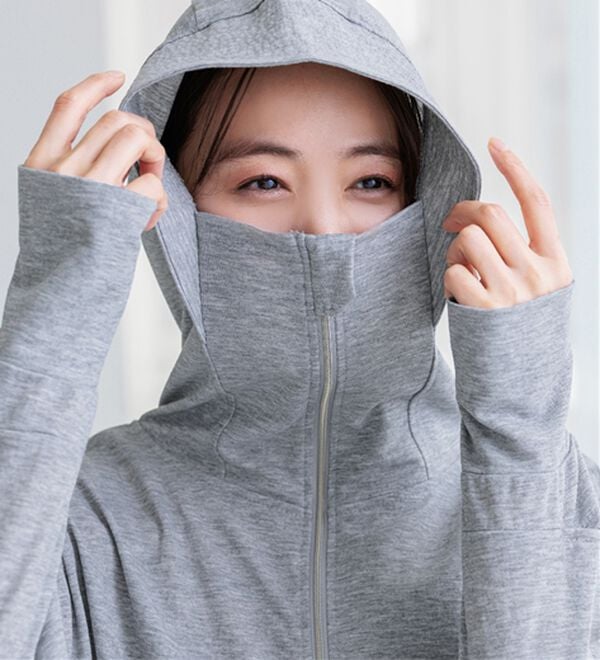 BELLUNA（ベルーナ）の「【接触冷感】絶対に焼けたくない！後プリーツＵＶパーカー（パーカー）」｜杢グレー