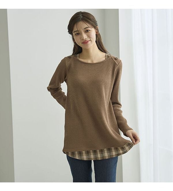 BELLUNA（ベルーナ）の「異素材重ね着風チュニック（チュニック）」｜詳細画像