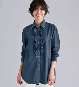 BELLUNA（ベルーナ）の「＜メルティデニム＞フリルデザインブラウス（ブラウス）」｜詳細画像