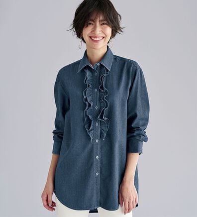 BELLUNA（ベルーナ）の「＜メルティデニム＞フリルデザインブラウス（ブラウス）」