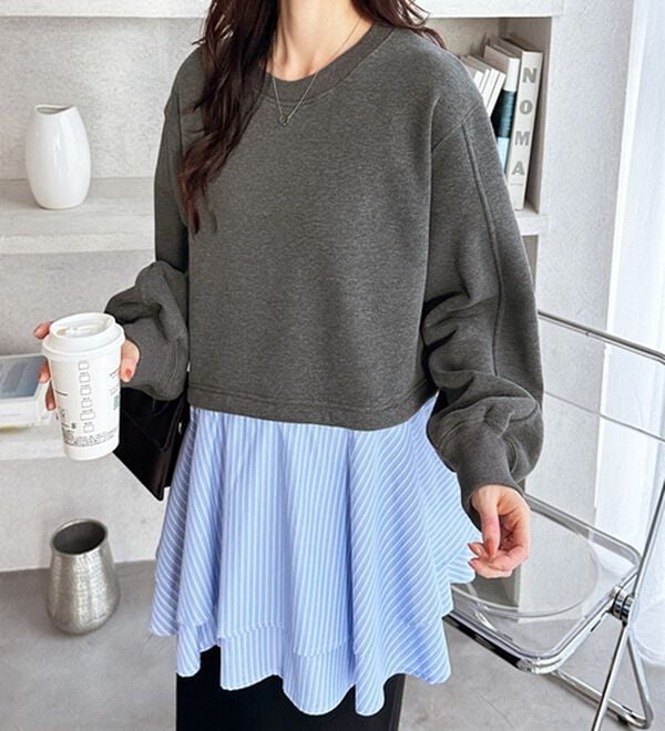 GeeRA（ジーラ）の「レイヤード風ペプラムスウェット（カットソー）」｜詳細画像