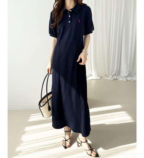 GeeRA（ジーラ）の「【Ｕ．Ｓ．ＰＯＬＯＡＳＳＮ】ポロ衿ワンピ―ス（その他ワンピース）」｜詳細画像