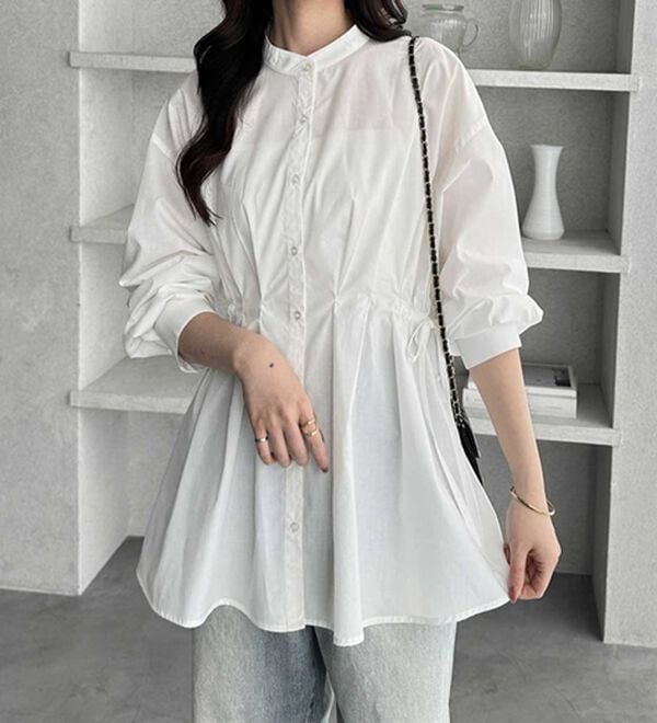 GeeRA（ジーラ）の「ウエストタックリボンシャツチュニック（チュニック）」｜詳細画像