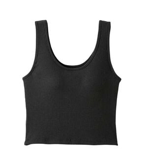 YU'NOW（ユナウ）の「カップ付クロップドタンクトップ（ブラトップ・カップ付きインナー）」｜ブラック