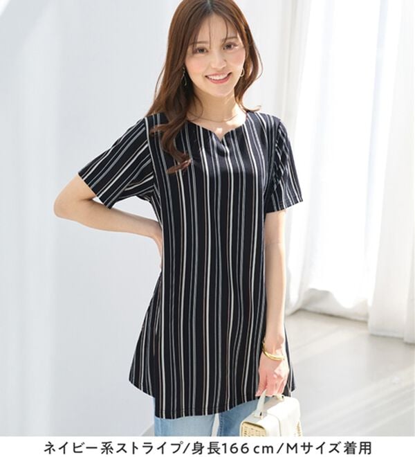 alotta（アロッタ）の「【接触冷感】さらっと快適！高見えフレアーロングチュニックＴシャツ（チュニック）」｜詳細画像