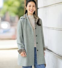 ルフラン（ルフラン）の「ウール混チェックフーディーコート（ハーフコート）」