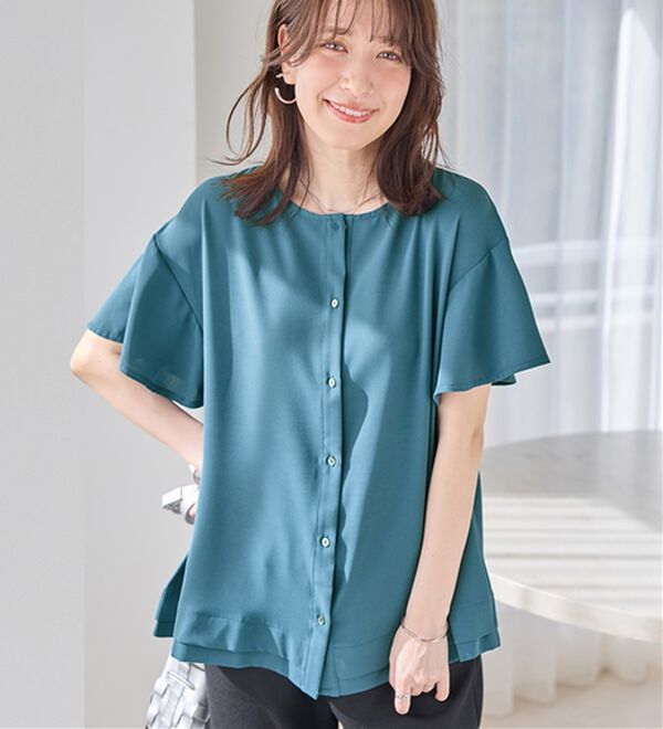 Viola e Viola（ヴィオラ エ ヴィオラ）の「さらさらＥＡＳＹ　Ａラインチュニックブラウス（チュニック）」｜ターコイズブルー