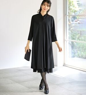 BELLUNA（ベルーナ）の「洗える！冷感素材ドレープワンピース（ブラックフォーマル（喪服・礼服））」｜詳細画像