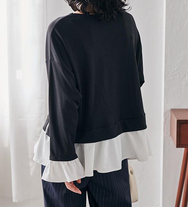 RANAN（ラナン）の「＜ＨＳ＞重ね着風配色フリルプルオーバー（カットソー）」｜詳細画像