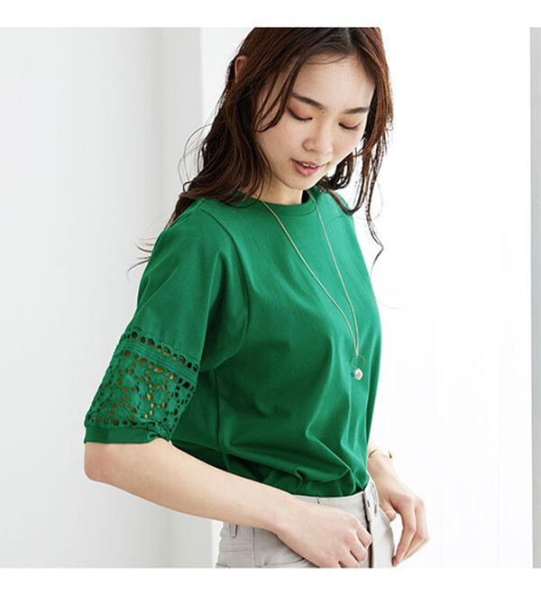 BELLUNA（ベルーナ）の「袖レース切替デザインプルオーバー（カットソー）」｜詳細画像