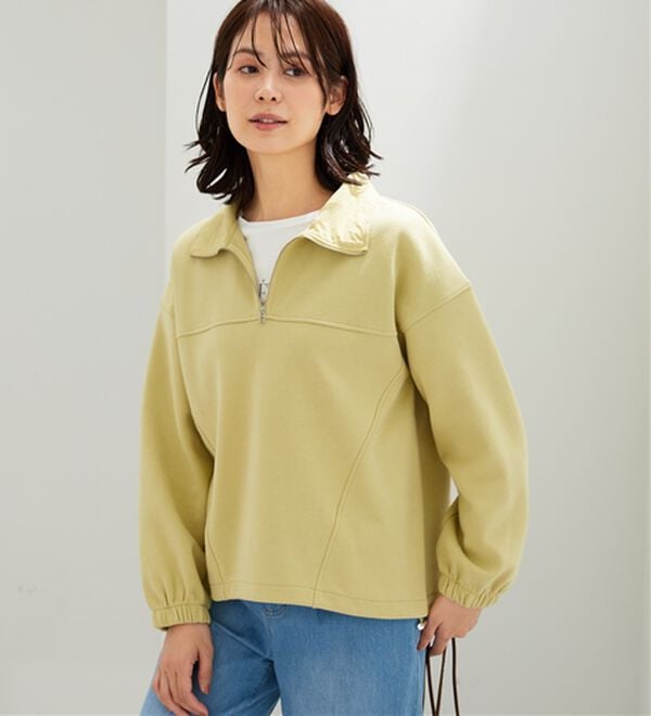 BELLUNA（ベルーナ）の「異素材使いハーフジッププルオーバー（カットソー）」｜詳細画像