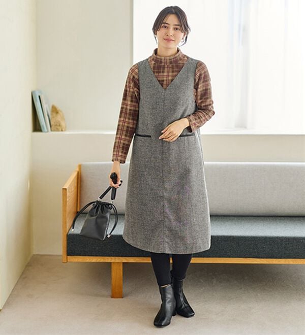 LAVIENNE（ラヴィエンヌ）の「【薄いのに暖かい】薄手ストレッチフリースのプリントハイネック長袖（ニット・セーター）」｜詳細画像