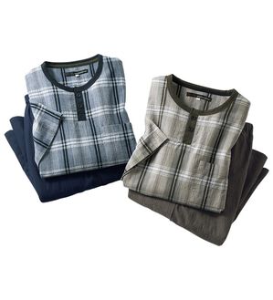 マサキ マツシマ 長袖シャツ 日本製　綿100% 2サイズ 2着組】＜マサキ マツシマ＞綿100％先染楊柳パジャマ