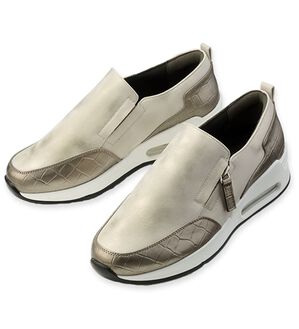 ルフラン（ルフラン）の「クロコ型押切替エアソールスニーカー（スニーカー）」｜シャンパン