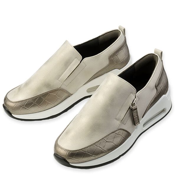 ルフラン（ルフラン）の「クロコ型押切替エアソールスニーカー（スニーカー）」｜シャンパン