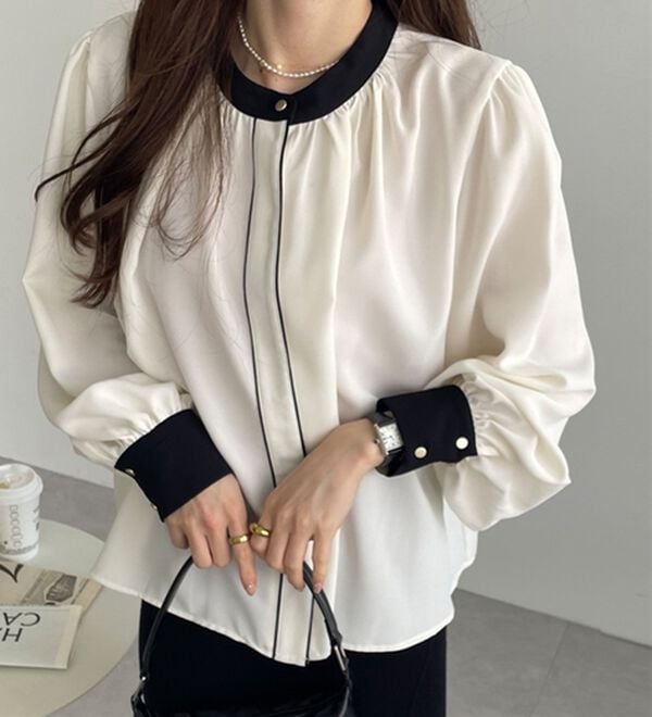 GeeRA（ジーラ）の「前後２ＷＡＹバイカラーブラウス（ブラウス）」｜詳細画像