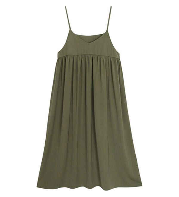 Pierrot（ピエロ）の「【選べる丈】前後２ｗａｙギャザー切り替えキャミワンピース（カットソーワンピース）」｜詳細画像