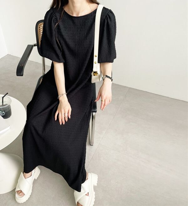 GeeRA（ジーラ）の「ボリューム袖楽ちん表面感ワンピース（カットソーワンピース）」｜詳細画像