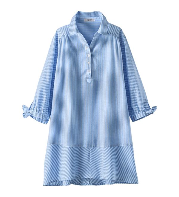 BELLUNA（ベルーナ）の「綿１００％ストライプ袖リボンチュニック（チュニック）」｜詳細画像