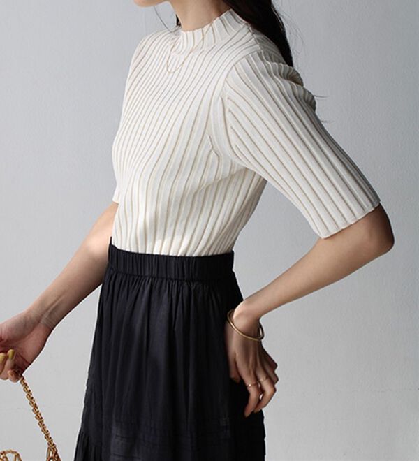 GeeRA（ジーラ）の「配色リブハイネックニット（ニット・セーター）」｜詳細画像