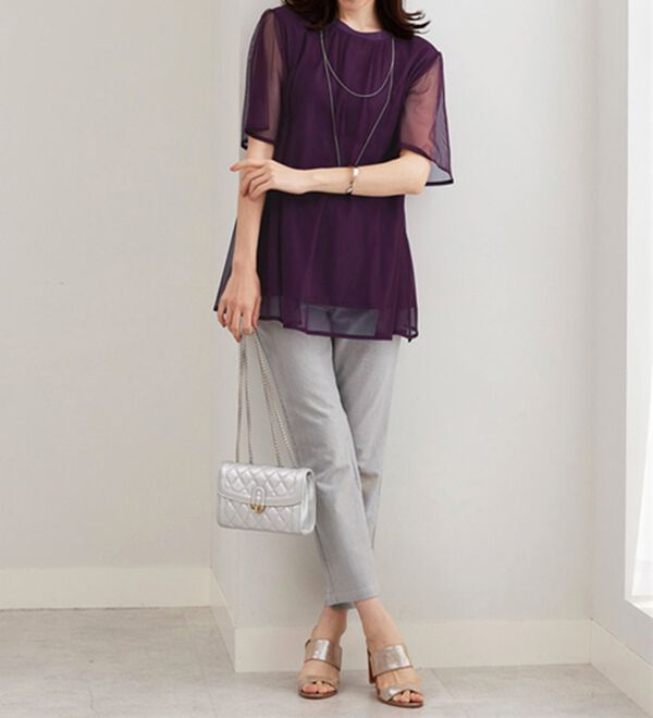 BELLUNA（ベルーナ）の「ふわり涼やか！チュール重ねチュニック（チュニック）」｜詳細画像