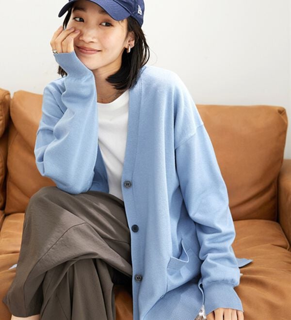 BELLUNA（ベルーナ）の「静電防止！ゆったりＶネックカーディガン（ニットカーディガン）」｜詳細画像