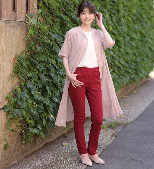 A HAPPY MARILYN（アハッピーマリリン）の「【Ｍ～８Ｌ】【選べる丈】のび～る ストレッチ ツイル 魔法の 美脚レギンスパンツ（スリム・スキニーパンツ）」｜詳細画像