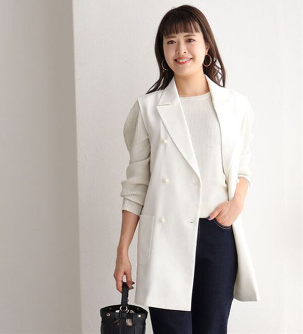 Pierrot（ピエロ）の「【選べるネック】パワーショルダーリブニット（ニット・セーター）」｜詳細画像