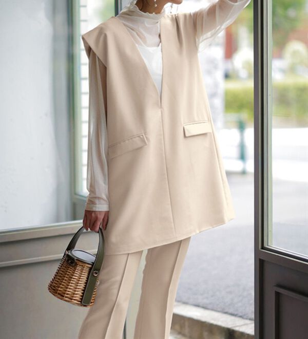 RANAN（ラナン）の「深Ｖネックベストセットアップ（パンツスーツ）」｜詳細画像