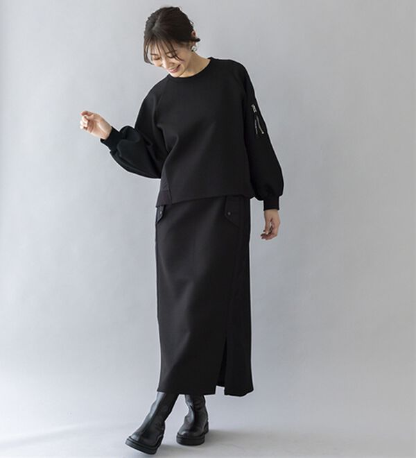 BELLUNA（ベルーナ）の「【ＳＭＡＲＴ　ＥＣＯ　ＪＥＲＳＥＹ】異素材切替スカート（ロングスカート）」｜詳細画像