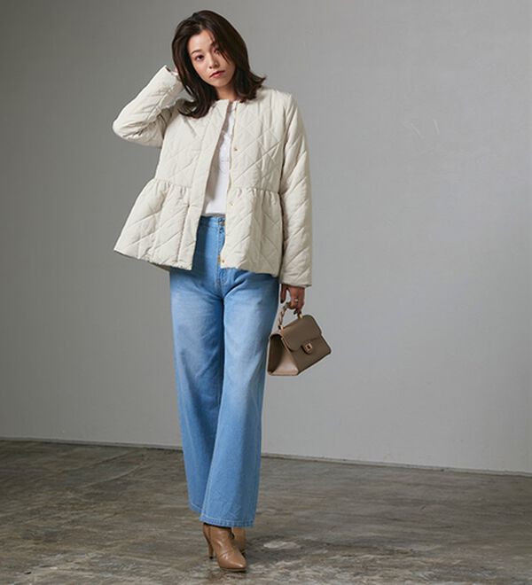 Pierrot（ピエロ）の「ノーカラーフレアキルティングブルゾン（ブルゾン）」｜詳細画像