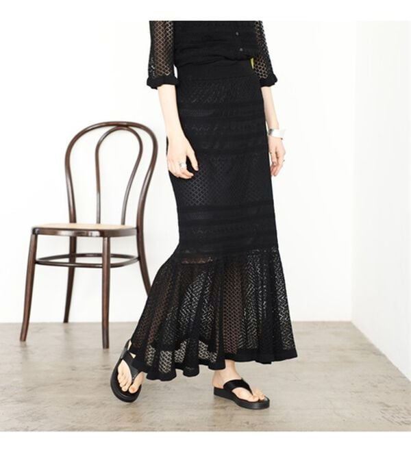 GeeRA（ジーラ）の「クロシェ編風ニットスカート（ロングスカート）」｜詳細画像