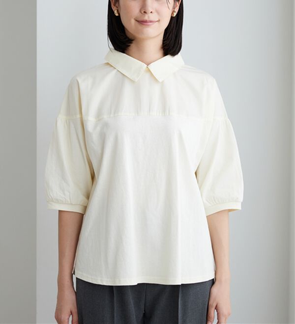 BELLUNA（ベルーナ）の「衿付き異素材切替プルオーバー（カットソー）」｜詳細画像