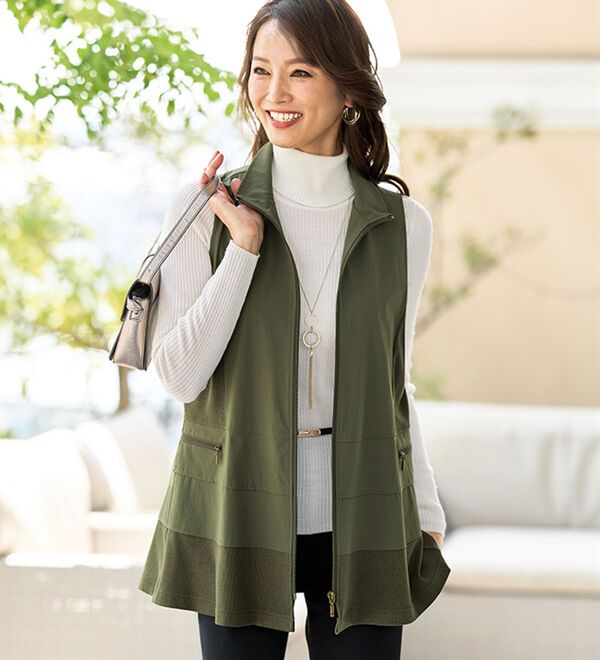 BELLUNA（ベルーナ）の「《持ち運びに便利！》ハイテンション素材リブ切替ベスト（ベスト）」｜詳細画像