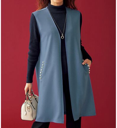 BELLUNA（ベルーナ）の「パールビーズ使いロングジレ（ジレ）」