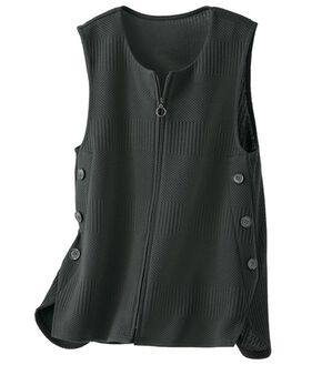 BELLUNA（ベルーナ）の「ジャカードカットソー素材サイドボタンベスト（ベスト）」｜黒