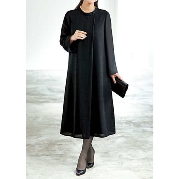 BELLUNA（ベルーナ）の「米沢織格子柄ゆったりワンピース（ブラックフォーマル（喪服・礼服））」｜詳細画像