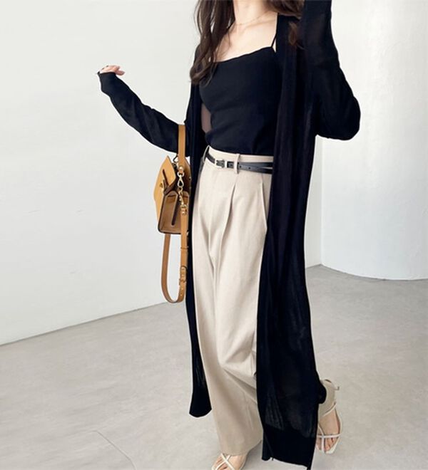 新品】TICCA ロングカーディガン ケーブルニット ベルト アイボリー