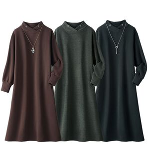 ルフラン（ルフラン）の「【３色組】裏起毛でほっこり暖かワンピース（カットソーワンピース）」｜3色組