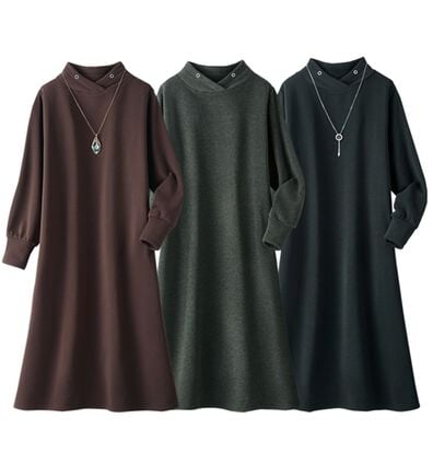 ルフラン（ルフラン）の「【３色組】裏起毛でほっこり暖かワンピース（カットソーワンピース）」