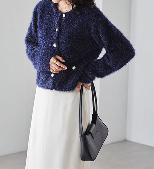 RANAN（ラナン）の「ゴールド調ボタンラメシャギーカーディガン（ニットカーディガン）」｜詳細画像