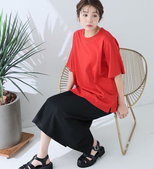 A HAPPY MARILYN（アハッピーマリリン）の「【Ｌ～８Ｌ】ＵＳＡコットン１００％ベーシックＴシャツ（Tシャツ）」｜詳細画像