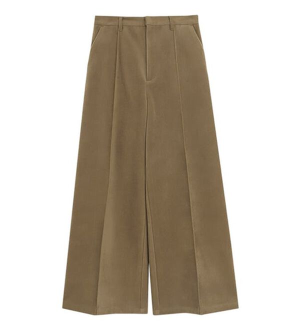 Pierrot（ピエロ）の「カット起毛ピンタックワイドパンツ（ワイドパンツ・ガウチョ）」｜詳細画像