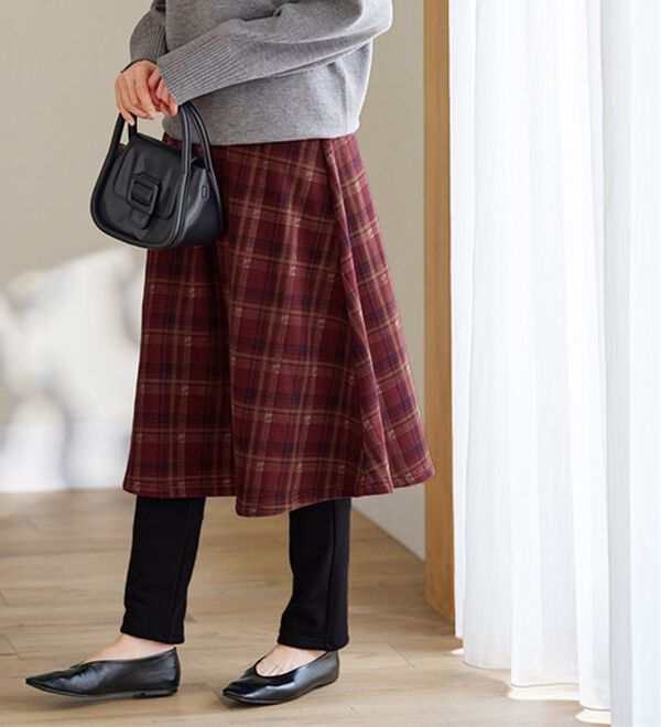 BELLUNA（ベルーナ）の「まるではく毛布！静電防止付レギンス付スカート（フルレングスパンツ）」｜詳細画像