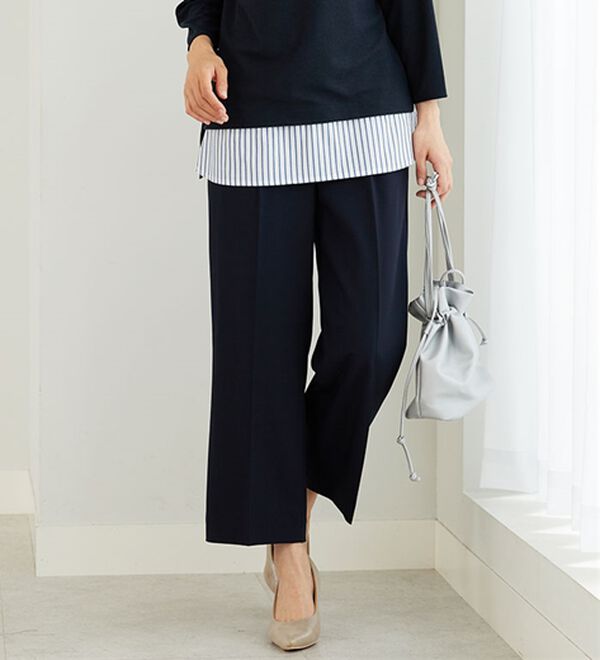 BELLUNA（ベルーナ）の「サラリ美脚見え！タック使いワイドパンツ（ワイドパンツ・ガウチョ）」｜詳細画像